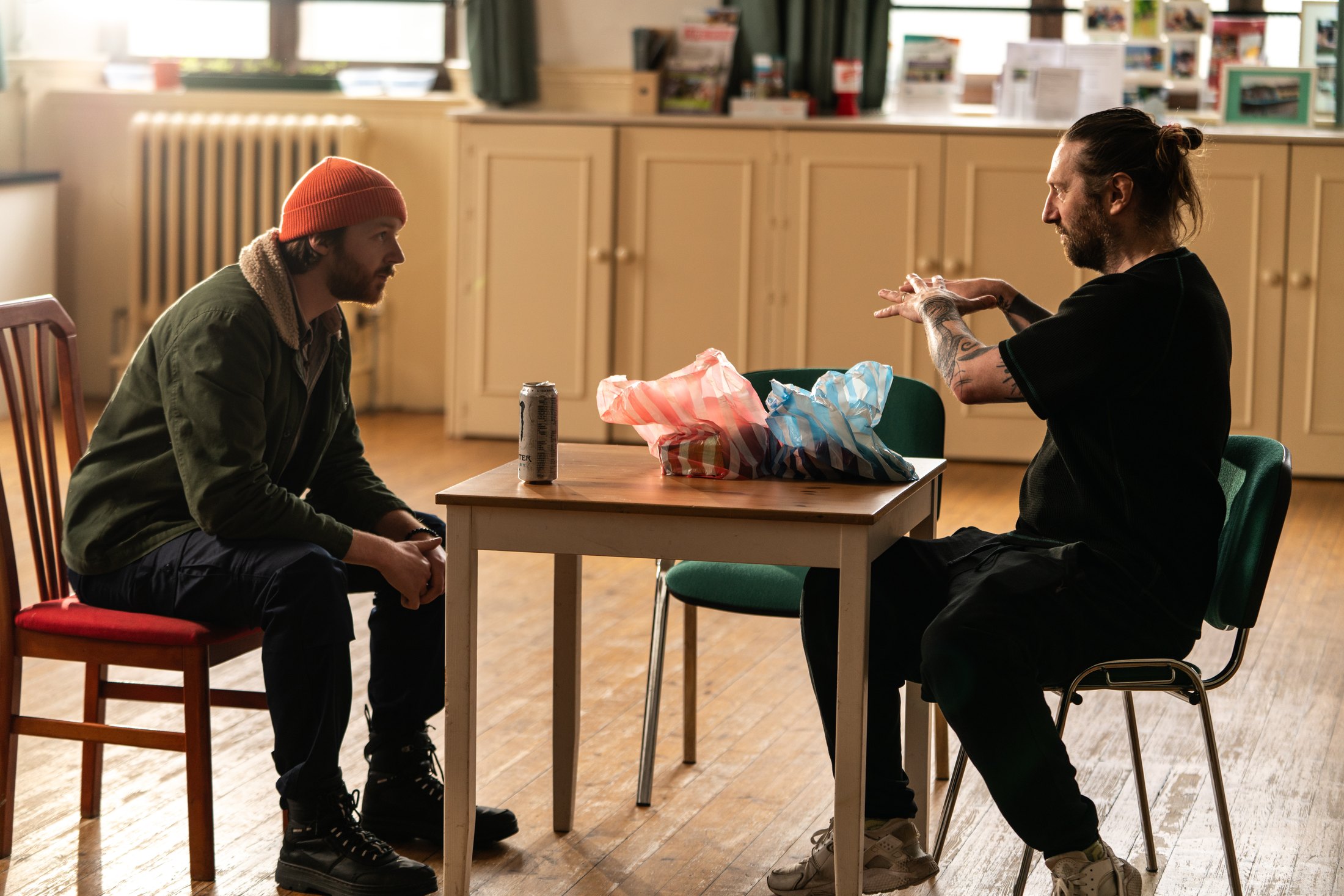 Alec Bowman_Clarke directing an actor at a table on DOG VIOLET