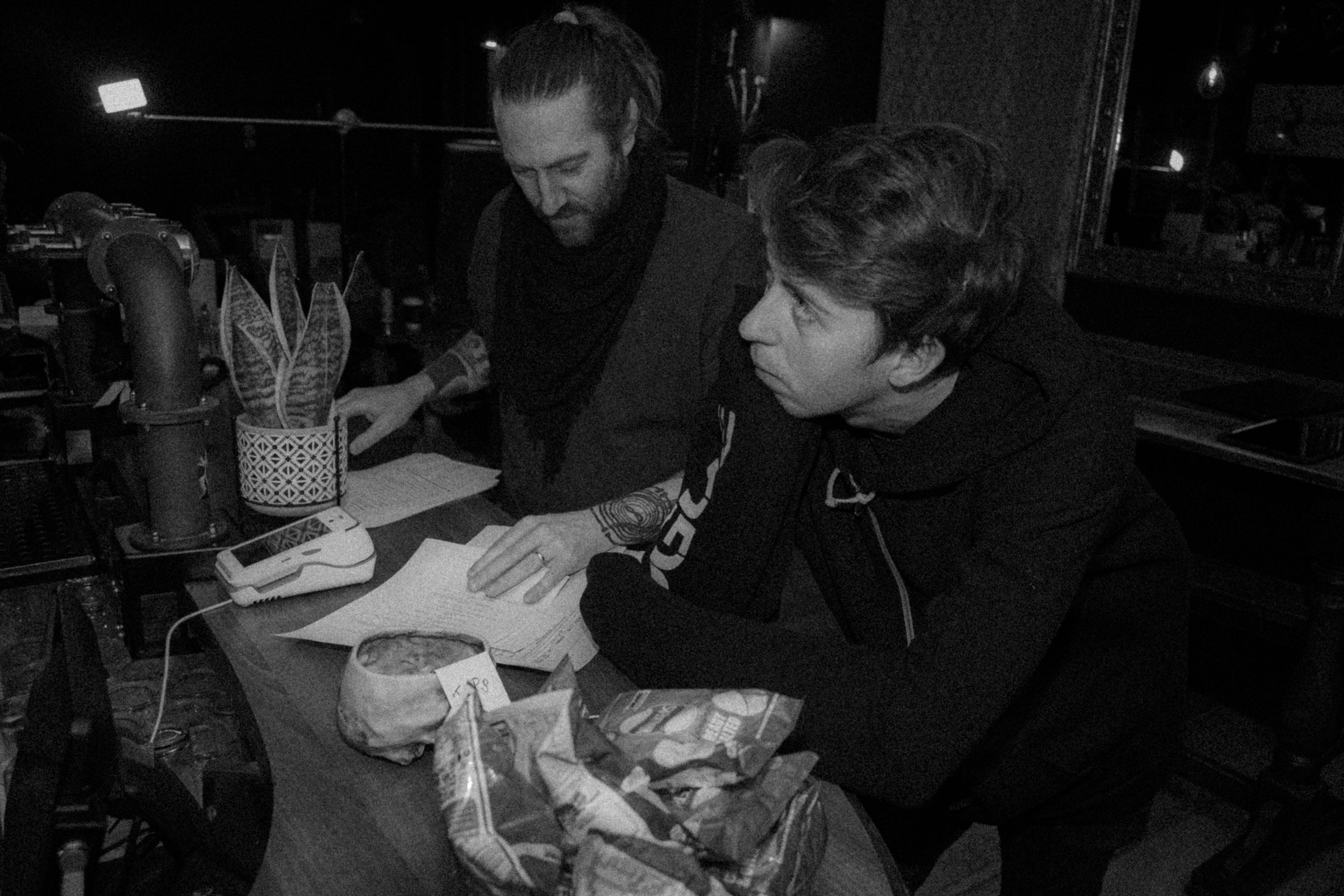 Alec Bowman_Clarke and crew reviewing material on DOG VIOLET