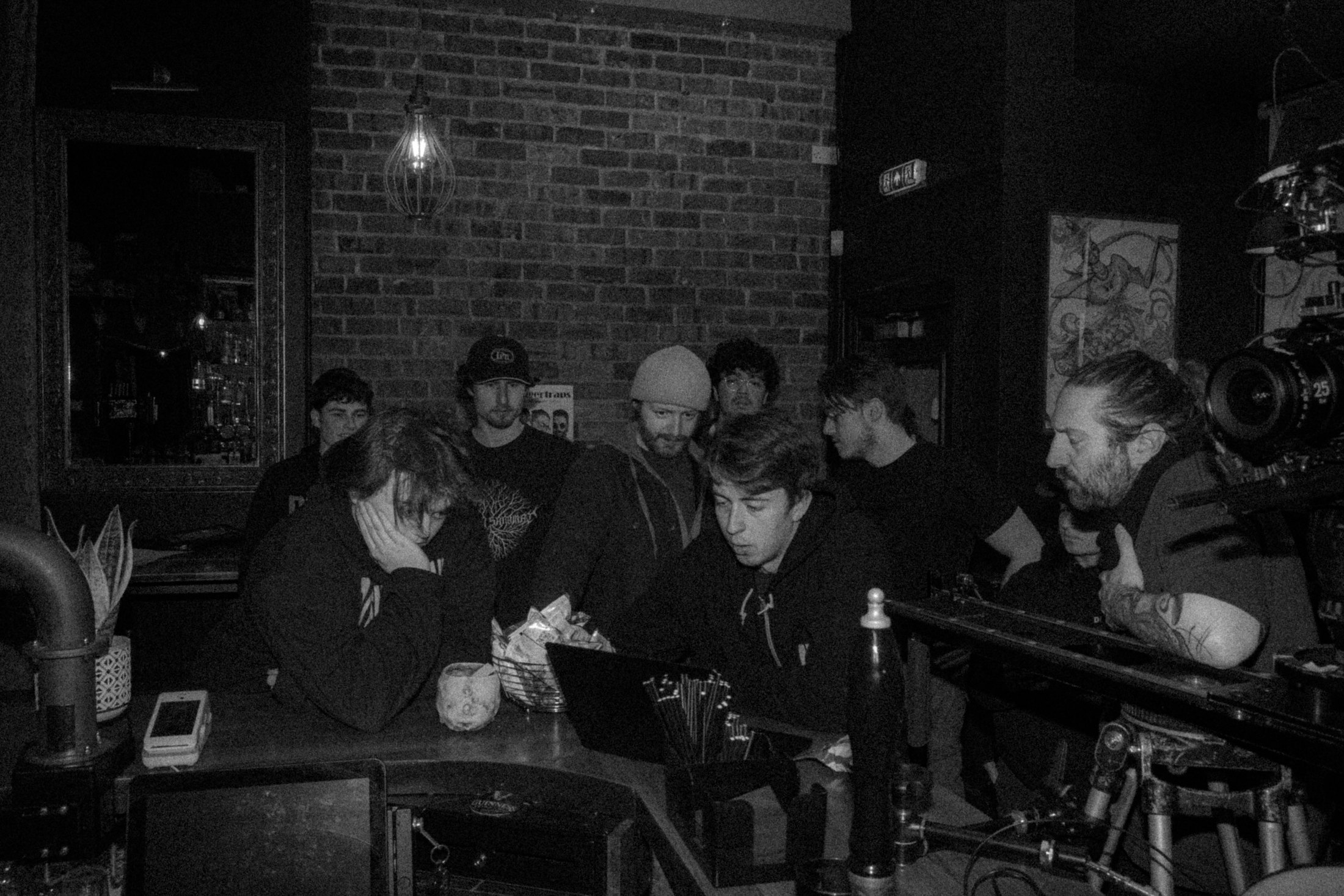 Cast and crew gathered on the DOG VIOLET set
