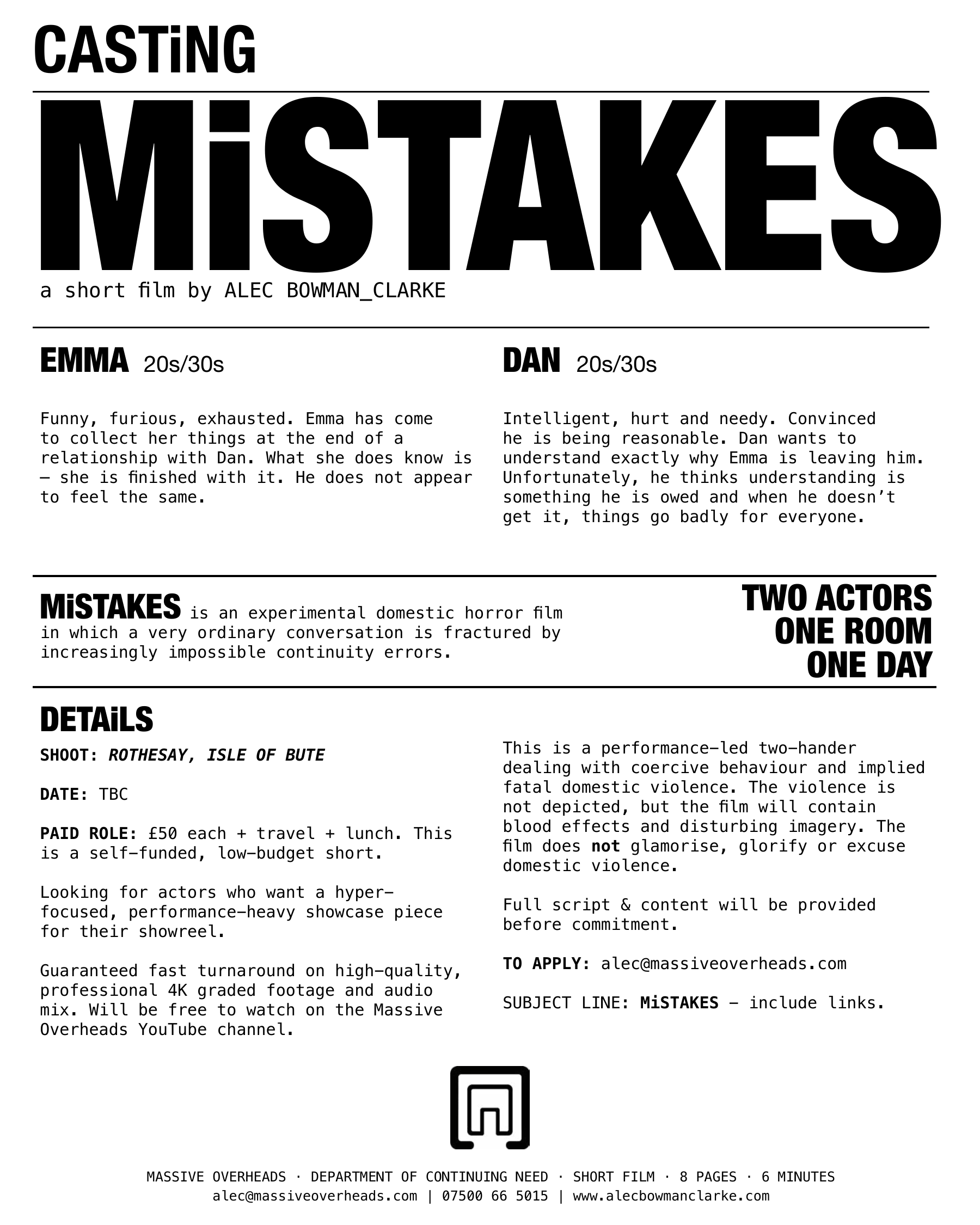 MiSTAKES casting sheet